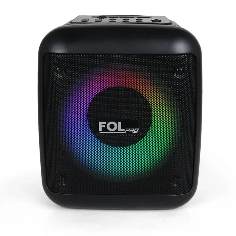 FS-S105B BOCINA PORTÁTIL BT RECARGABLE CON LUZ Y ENTRADA DE MICRO 6.3mm.