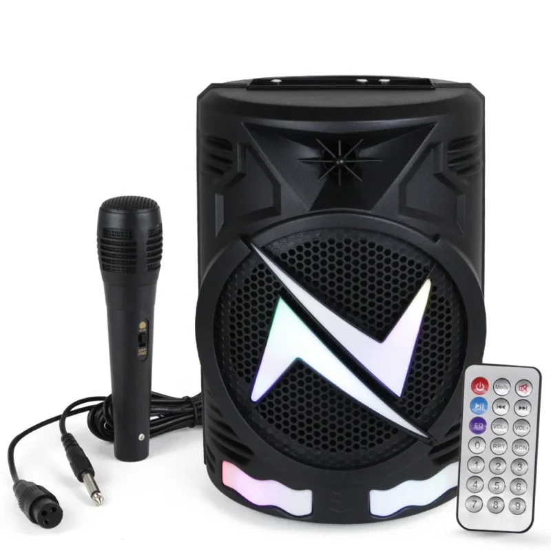 FS-L138 BOCINA PORTÁTIL RECARGABLE CON MICRÓFONO, CONTROL Y LUZ