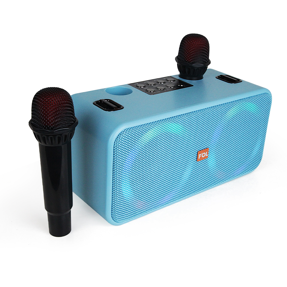 Karaoke Con 2 Micrófonos Inalámbricos, Bluetooth Portatil Color negro