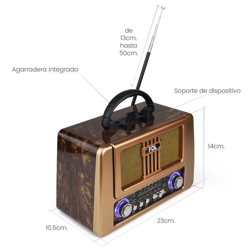 FR-03 BOCINA TWS RECARGABLE RETRO SINTONIZADOR DE BANDA