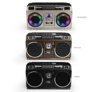 Bocina Retro FR-06 TWS con Luz RGB y Radio AM/FM/SW | FOL México
