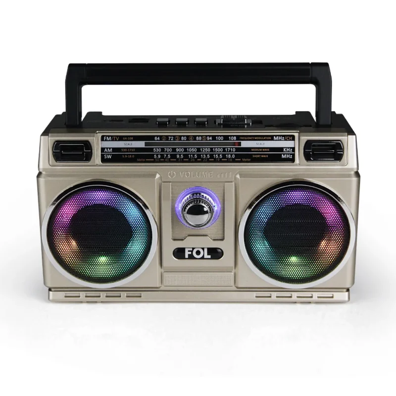 FR-06 BOCINA TWS TIPO RADIOGRABADORA RETRO CON LUZ