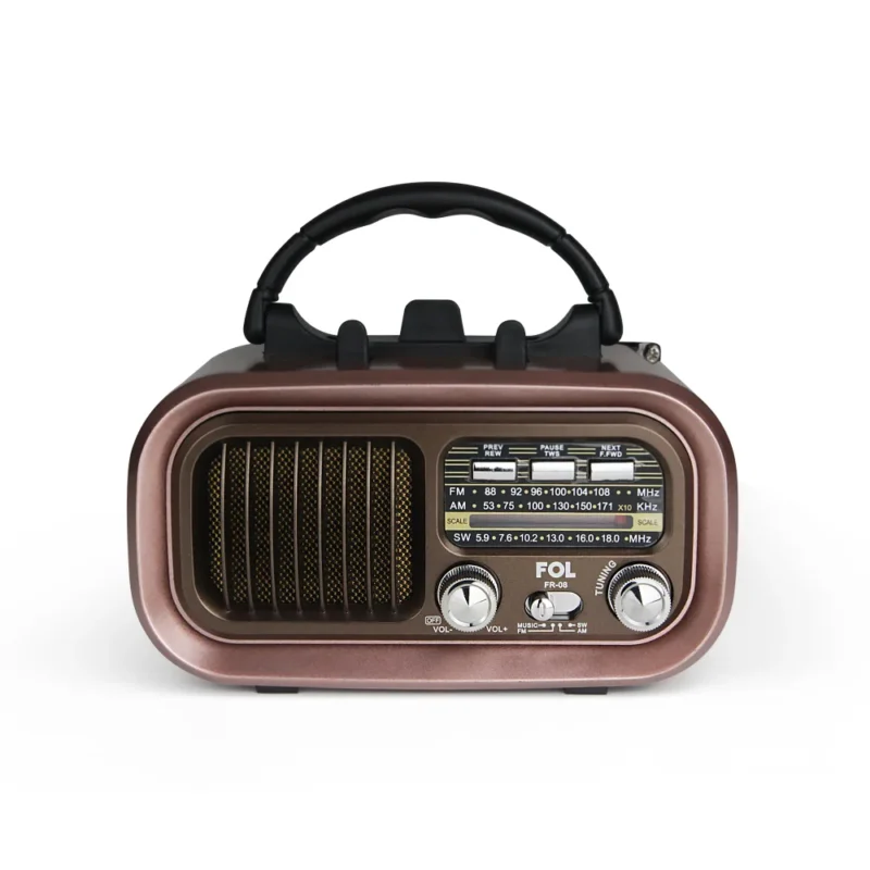 FR-08 BOCINA TWS ESTILO RADIO RETRO, SINTONIZADOR DE BANDA