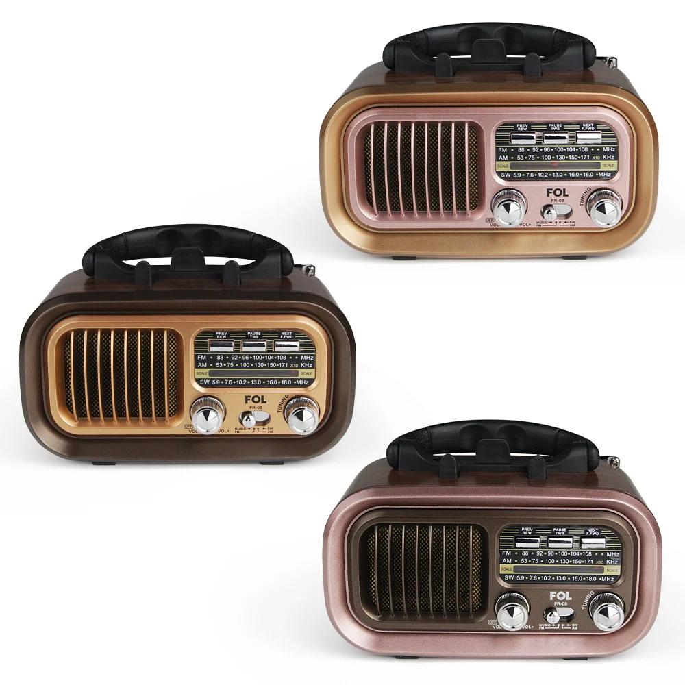 FR-08 BOCINA TWS ESTILO RADIO RETRO, SINTONIZADOR DE BANDA