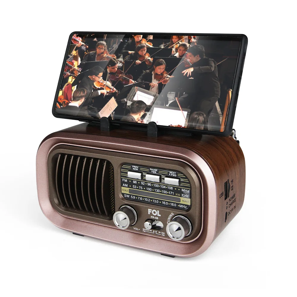 FR-08 BOCINA TWS ESTILO RADIO RETRO, SINTONIZADOR DE BANDA