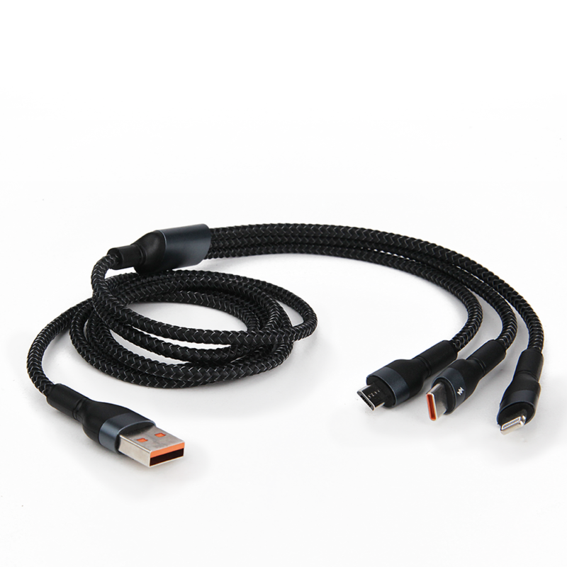 FL-D04/1.2 CABLE DE CARGA Y SINCRONIZACIÓN 3 EN 1 USB-V8/TIPO-C/LIGHTNING 60W