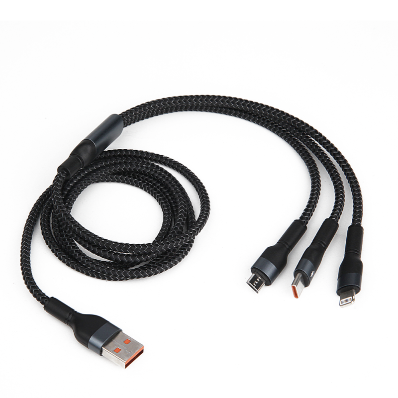 FL-D04/1.2 CABLE DE CARGA Y SINCRONIZACIÓN 3 EN 1 USB-V8/TIPO-C/LIGHTNING 60W