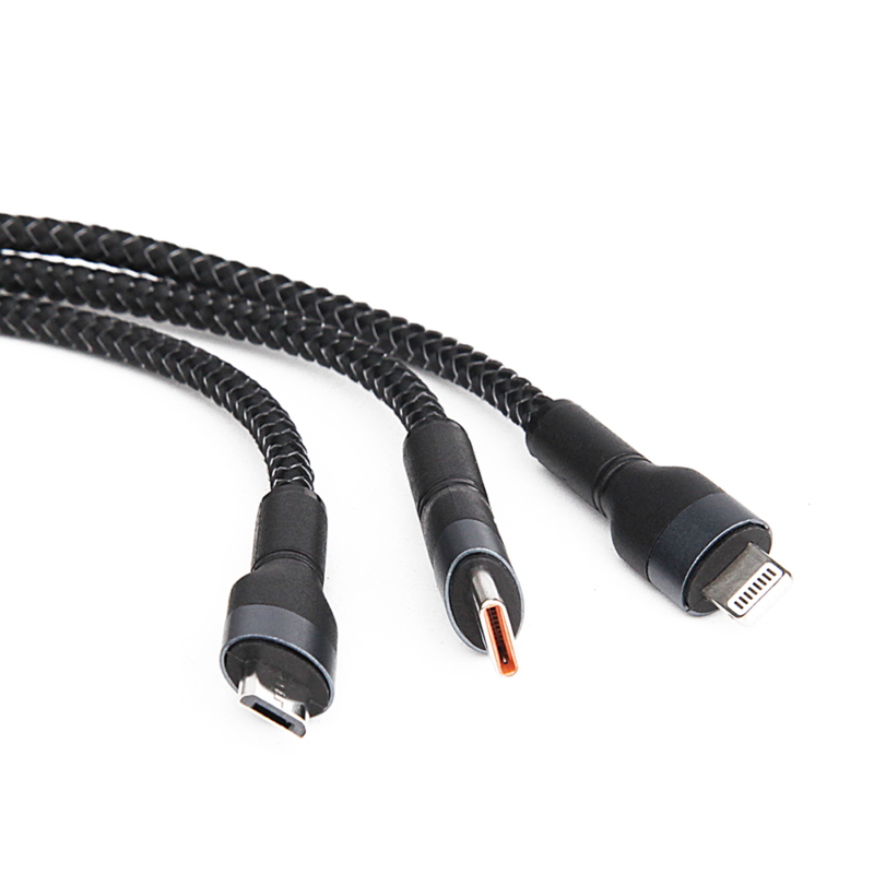 FL-D04/1.2 CABLE DE CARGA Y SINCRONIZACIÓN 3 EN 1 USB-V8/TIPO-C/LIGHTNING 60W