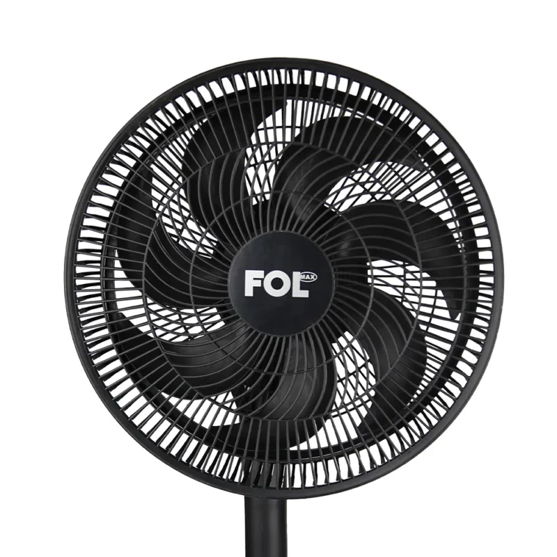 Vista lateral del ventilador FOL FF-1221 mostrando sus 7 aspas de plástico