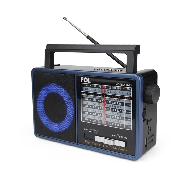 FR-12 BOCINA TWS TIPO RETRO CON SINTONIZADOR DE BANDA ANALOGO Y LUZ RGB