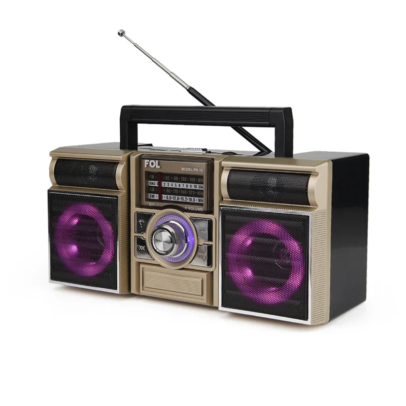FR-13 BOCINA TWS TIPO RADIOGRABADORA RETRO CON LUZ