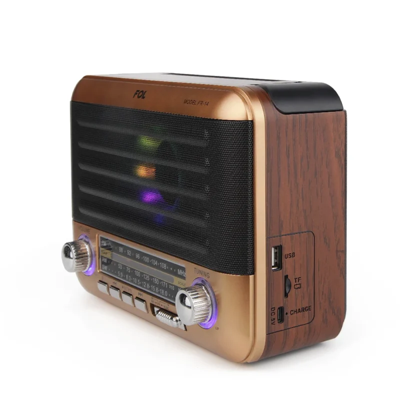 FR-14  BOCINA TWS RECARGABLE RETRO SINTONIZADOR DE BANDA