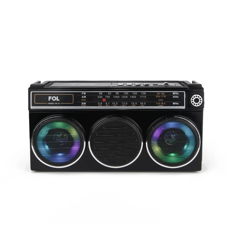 FR-15 BOCINA TWS TIPO RETRO SINTONIZADOR DE ANALOGO DE BANDA Y LUZ
