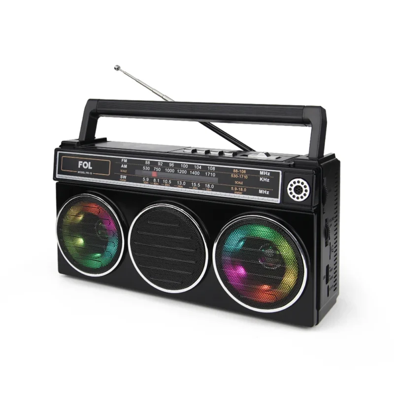 FR-15 BOCINA TWS TIPO RETRO SINTONIZADOR DE ANALOGO DE BANDA Y LUZ