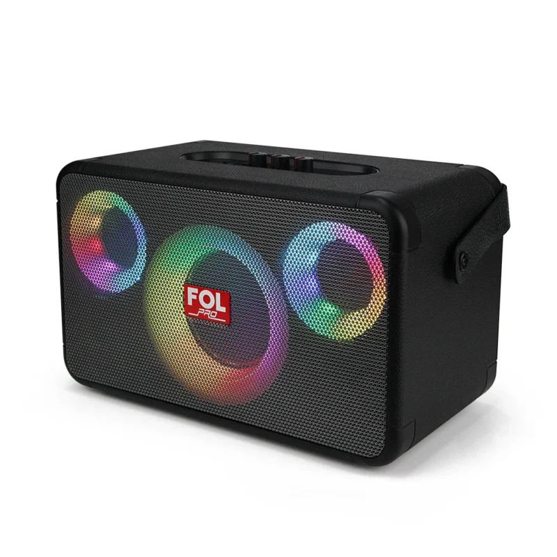 FS-R302 BOCINA TWS RECARGABLE PORTÁTIL CON LUZ RGB Y AGARRADERA TIPO CUERO