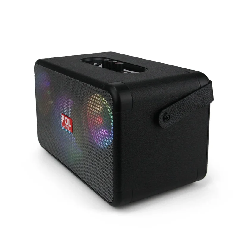 FS-R302 BOCINA TWS RECARGABLE PORTÁTIL CON LUZ RGB Y AGARRADERA TIPO CUERO