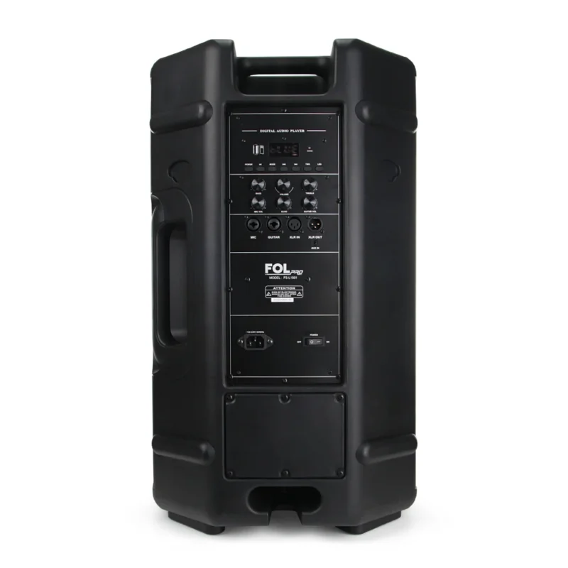 FS-L1501 BAFLE TWS, 2 MICRÓFONOS, 220 WATTS, XLR IN/OUT, GUITARRA Y MICRO IN, CON LUZ