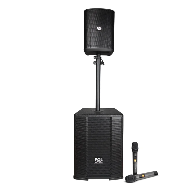 FS-T700 TORRE DE SONIDO RECARGABLE CON DOS MICRÓFONOS INALÁMBRICOS Y CONEXIONES XLR