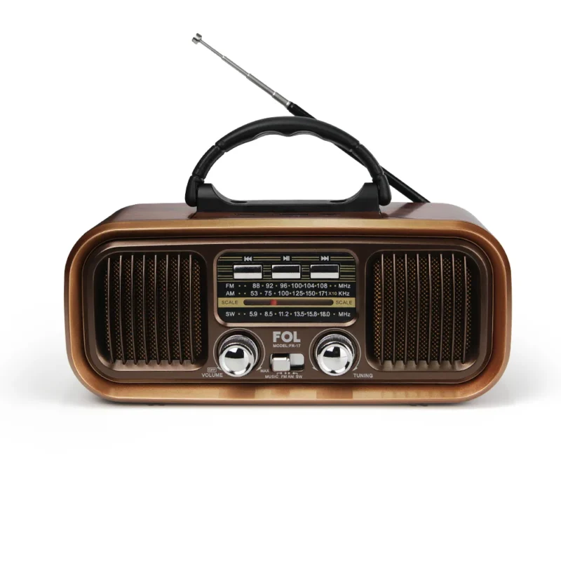 FR-17 BOCINA TWS ESTILO RADIO RETRO, SINTONIZADOR DE BANDA Y AGARRADERA
